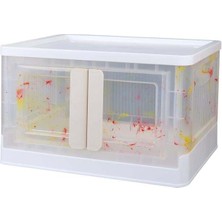 Sunup SN-25883 72L Katlanabilir Plastik Saklama Kutusu Renkli Kapaklı Tekerlekli 40X64X37CM