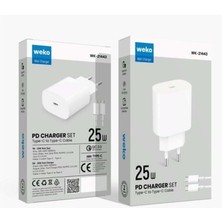Weko WK-27878 NOTE10 Beyaz 25 Watt Şarj Başlık Adaptörü + Type-C To Type-C Kablo