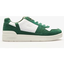 Lacoste T-Clip Leather Mens Sneaker Hakiki Deri Günlük Spor Ayakkabı Beyaz Yeşil
