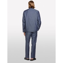 Sisley Keten Karışımlı Gizli Düğmeli Astarsız Ceket Erkek Mavi Ceket - 325P2NZVSW02A