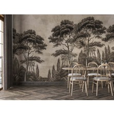 Grown Sepya Tonlarda Vintage Orman Duvar Kağıdı