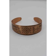 Enfera Doğal Taş Ince Kesim Desenli Saf Bakır Bileklik El Işçilikli