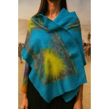 Ipek & Keçe Doğal Frekans Sanat Şalları | Turkuaz Ipek Keçe Kadın Şal