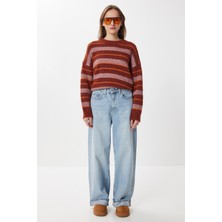 Happiness İstanbul Kıvrık Paça Wide Leg Jeans LRI0033 Mavi