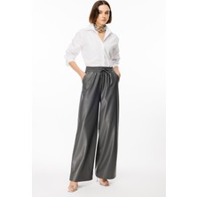 On Triko  Beli Lastikli Bağcıklı Deri Pantolon  44185