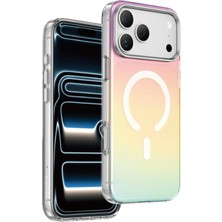 Keephone Apple iPhone 17 Pro Kılıf Renk Geçişli Gökkuşağı Rainbow Magsafe Kapak - Gümüş