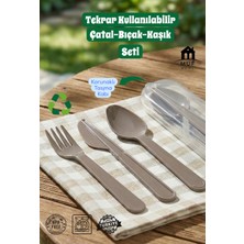 Muf Home Pratik Kutulu Taşınabilir Çatal Kaşık Bıçak Seti - Kamp Piknik Okul Ofis Beslenme Çantası Için Hafif, Bpa Free, Yıkanabilir Seyahat Seti
