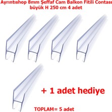 AYRINTISHOP Ayrıntıshop 8mm Şeffaf Cam Balkon Fitili Contası 4 Adet + 1 Adet Hediyeli