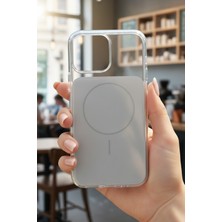 As Mobile iPhone 15 Uyumlu Magsafe Şeffaf - Beyaz Kılıf | Sararmaz Sert Mika Kapak, Darbe Emici Kamera Korumalı Stil