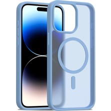 Fuchsia iPhone 14 Pro Max ile Uyumlu Jota Kablosuz Şarj Özellikli Kapak - Açık Mavi