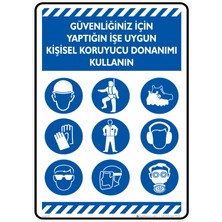 İsg Tabelam 25X35cm/Dekota/Güvenliğiniz için Yaptığın işe Uygun Kişisel Koruyucu Donanımı Kullan