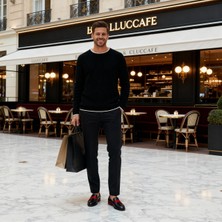 Stylenest Erkek Siyah Bisiklet Yaka Triko Kazak – Klasik ve Şık Günlük Stil