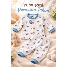Uğur Bebe Yeşil Ekru Renk %100 Pamuk Önden Çıtçıtlı Yumuşacık Bebek Pijama Takımı Premium