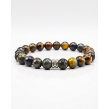 MMİF Kaplangözü Doğal Taş Bileklik  Güç ve Odak Bilekliği 8mm Unisex Altın-Kahverengi Tonlar