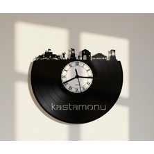Craftverse Kastamonu Silüetli Geri Dönüşüm El Emeği Plak Duvar Saati