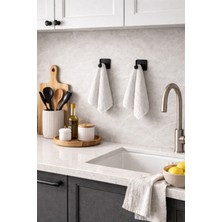 UG Home Siyah Kare Yapışkanlı Metal Tekli Kanca 2li Set Bornoz Banyo Askısı