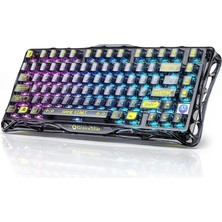 Gravastar Mercury K1 Lite Rgb Kablosuz Mekanik Gaming Klavye, Ingilizce Q, Transparan Siyah