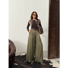 H1Style Yüsek Bel Saten Bol Pantolon