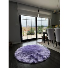 Doğuş Peluş Halı A Post Lila Yumuşak Dokulu Peluş Halı Yuvarlak