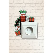 Cosmic Store Noel Yılbaşı Ağacı Hediye Kutusu Çorap Masa, Tv ve Priz Üstü Kenarı Süsü Dekoru | 3D Baskı Dekoratif