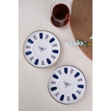 Lugga Tabak Evi Porselen Acem Zade Lacivert 2 Kişilik Çay Tabağı 11,8cm 2 Li