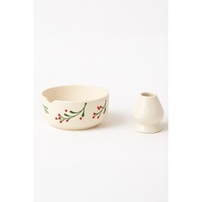 Matchiva 2'li Premium Seramik Set - Orijinal Matcha Kasesi (Chawan) & Çırpıcı Standı (Kusenaoshi) - Köpürtme ve Koruma Seti