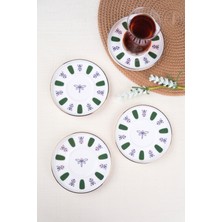 Tabak Evi Porselen Acem Zade Yeşil Çay Tabağı 11,8cm 4 Lü