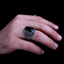 Takı925 925 Ayar Gümüş Yeşil Renk Zirkon Taşlı Model Yüzük