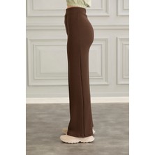 Olizza Kadın Modal Bol Paça Çımalı Yüksek Bel Beli Lastikli Yumuşak Dokulu Likralı Pantolon