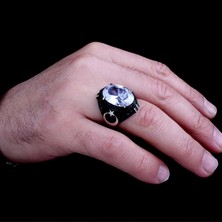 Takı925 925 Ayar Gümüş Beyaz Renk Zirkon Taşlı Ayyıldız Model Yüzük