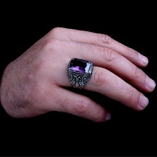 Takı925 925 Ayar Gümüş Mor Renk Zirkon Taşlı Model Yüzük