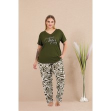 Umestyle Lady E Kısa Kollu V Yakalı Battal Beden Kadın Pijama Takımı