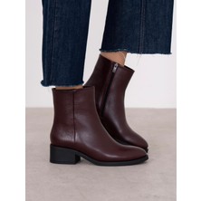 Ece'nin Butiği Noura Bordo Hakiki Deri Kadın Bot