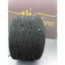 Pi Yarn Iri ve Sık Pullu Moher El Örgü Ipi 300 gr Siyah