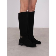 Ece'nin Butiği Chipo Siyah Süet Hakiki Deri Kadın Çizme