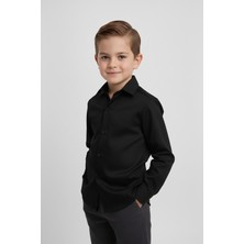 Merdia Kids Erkek Çocuk Uzun Kol Siyah Gömlek