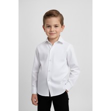 Merdia Kids Erkek Çocuk Uzun Kol Beyaz Gömlek