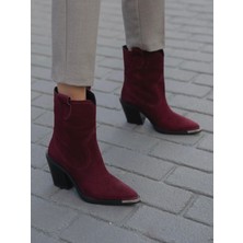 Ece'nin Butiği Hermoso Bordo Süet Hakiki Deri  Bot