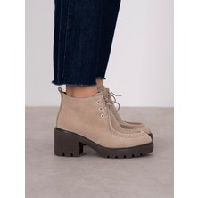 Ece'nin Butiği Arwen Bej Süet Hakiki Deri Kadın Bot