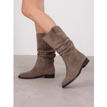 Ece'nin Butiği Mireku Vizon Süet Hakiki Deri Kadın Çizme