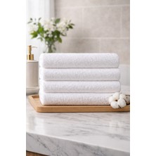 Gön Ev Tekstili Beyaz El Havlusu 4'lü Paket %100 Pamuk Gramajlı 50X90 cm Ev ve Otel Için.