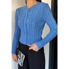 Gülseli Örgü Desenli Kadın Triko Hırka (S,m,l Uyumludur) P-00018294