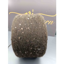 Pi Yarn Iri ve Sık Pullu Moher El Örgü Ipi 300 gr Acı Kahve