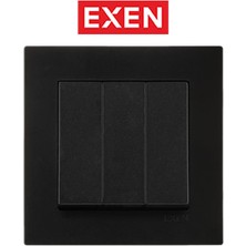 Exen Karell Metalik Siyah Üçlü Anahtar