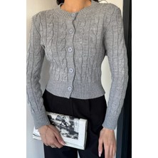 Gülseli Örgü Desenli Kadın Triko Hırka (S,m,l Uyumludur) P-00018294