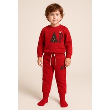 Uğur Bebe Unisex Kırmızı Kalın 3 Iplik Yılbaşı Eşofman Takımı – Sıcak ve Premium