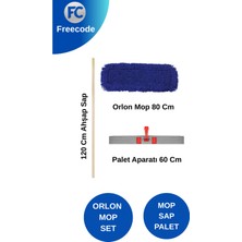 3'lü Set 80 cm (Palet+Sopa+Mop) Nemli Mop Nemli Kurulama  Mavi Orlon