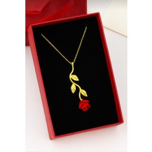 Çekirdek Jewelry 925 Ayar Gümüş Rodyum Kaplama Ters Güllü Kolye