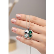 Çekirdek Jewelry 925 Ayar Gümüş Rodyum Kaplama Ters Yonca Kolye