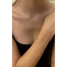 miraç gümüş takı atölyem 925 Ayar Gümüş Nazar Boncuklu Zarif Bileklik